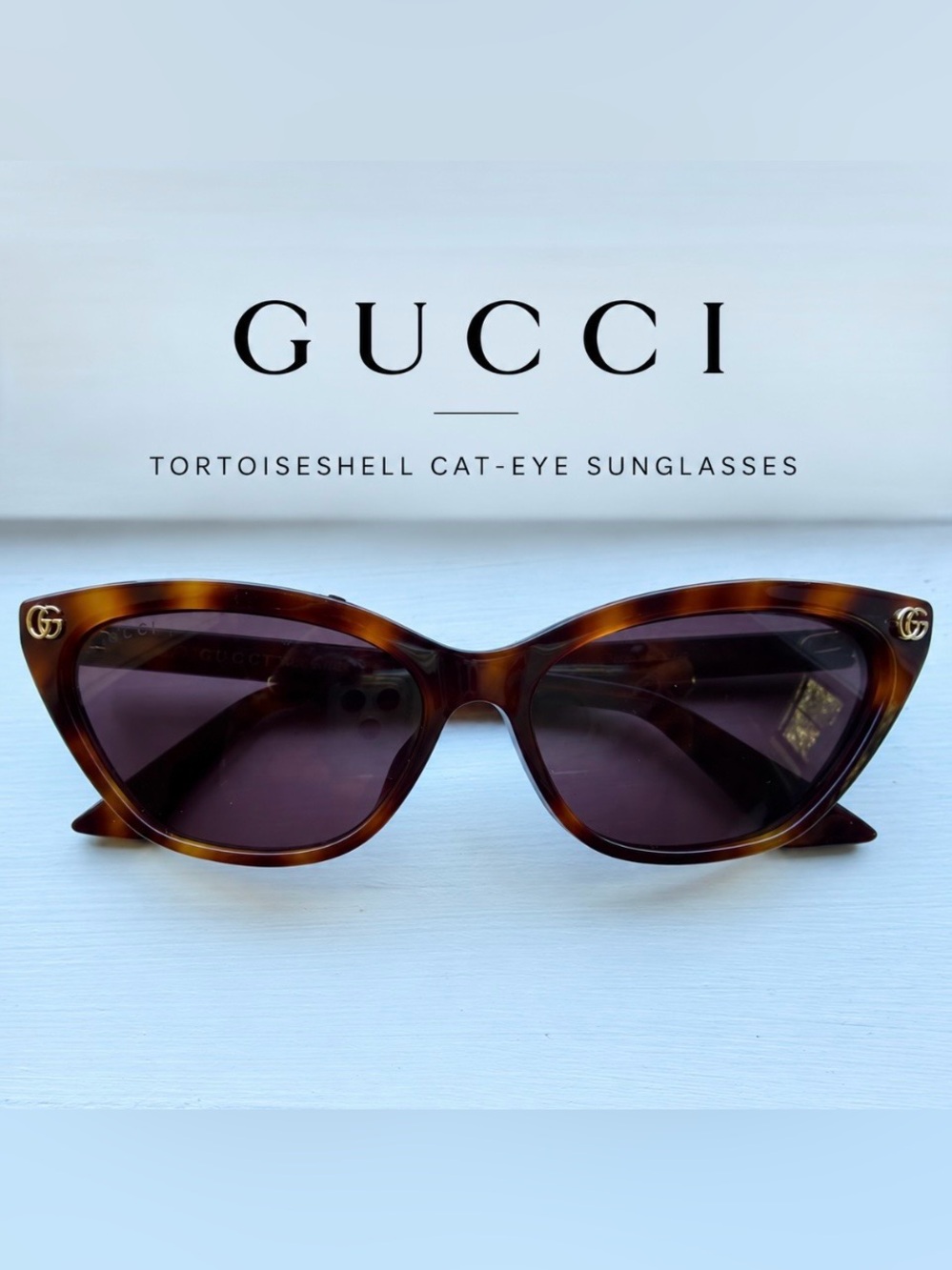 Gucci Tortoiseshell Cateye Women’s Sunglasses with Brown Lenses AUTHENTIC